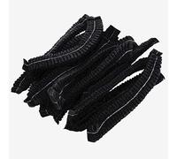A+ DESIGN 100 Pieces Disposable Non-Woven Clip Caps Mob caps hairnets Head Cover, 21", with 6 Colors for You to Choose. (Black)