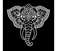 a Detailed Mandala Design Forming The Shape of an Elephant with Ornate Patterns Filling in The Vinyl Wall Stickers 54.6x54.7cm Self Adhesive White