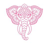 a Detailed Mandala Design Forming The Shape of an Elephant with Ornate Patterns Filling in The Wall Stickers 54.6x54.7cm Easy Installation Pink