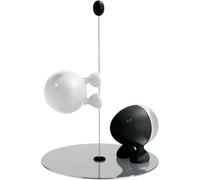 A Di Alessi Lilliput Salt and Pepper Set in 18/10 Stainless Steel and Thermoplastic Resin, Black/ White