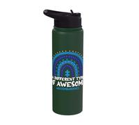 A Different Type of Awesome Blue Rainbow Autism Awareness Stainless Steel Insulated Water Bottle