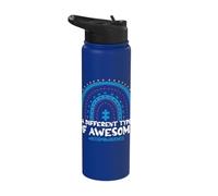 A Different Type of Awesome Blue Rainbow Autism Awareness Stainless Steel Insulated Water Bottle