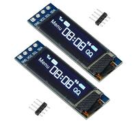 A-DIGISHUO 2Pcs 0.91 Inch I2C OLED Display Module SSD1306 OLED Display Module 128 * 32 IIC Interface DC 3.3V~5V for Ar duino（Blue）