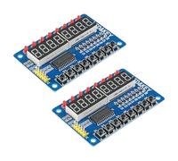 A-DIGISHUO 2PCS TM1638 8 Bit Digital Tube LED Display Module, 8 LEDs 8 Push Buttons Key Display Module for AVR ARM Ard uino Microcon troller