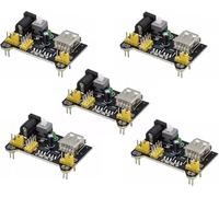 A-DIGISHUO 5Pcs 3.3V 5V MB102 Breadboard Power Supply Module DC 6.5-12V USB | for Arduino Solderless Bread Board Project