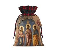 A Divine Frescoes Holiday Printed Drawstring Pouch S, Lightweight Drawstring Bag For Storage And Wrapping