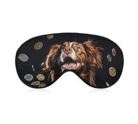 A Dog and Coins Sleep Mask, Ultra Soft Eye Mask for Sleeping with Adjustable Strap, Comfortable Lightweight Blindfold Eyeshade, Total Blackout Eye Cover for Night Sleep Travel Office Nap