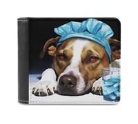 A Dog is Sick Funny Wallet for Men RFID Blocking Bifold Wallet Soft Billfold with Card Slots Custom Gifts