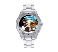 A Dog is Sick Men's Business Watch Fashion Stainless Steel Wristwatches Custom Easy Read Watches for Women