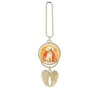 A Dog Sitting Car Pendant, Rear View Mirror Hanging Ornament, Auto Decor for Rearview Mirror, Keychain Golden-Style
