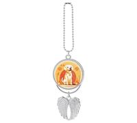 A Dog Sitting Car Pendant, Rear View Mirror Hanging Ornament, Auto Decor for Rearview Mirror, Keychain Silver-Style