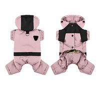 A dog suit with hood and four legs, a lined winter coat and an adjustable full body suit dog coat that provides warmth for small and medium-sized dogs (pink, 43 x 62 x 48)