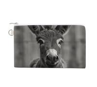 A Donkey Pattern Coin Purse Canvas Wallet with Zipper Portable Mini Change Pouch Cute Money Pouch Small Organizer Coin Card Key Holder for Women Girls Daily Use Gift