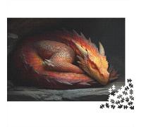 A Dragon Curled Up Sleeping in Its Cave Lair,Puzzles Gemusterte Nachhaltige Puzzles Für Erwachsene Hochwertige Holzspielpuzzles 1000pcs (75x50cm)