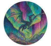 A Dragon Soars Above The Sky Covered by The Aurora Jigsaw Puzzles Challenge Toy Educational Games Home Decoration for Adults& Teenager Age 14 Years Up 1000pcs (67.5x67.5cm)