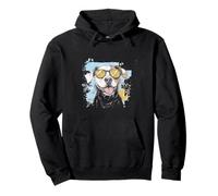 A Drawing of a cute Pitbull Dog with sunglasses Pullover Hoodie
