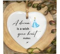 A Dream Is A Wish Cinderella Quote Ceramic Heart With Gold Ribbon Plaque Gift Sign cr80