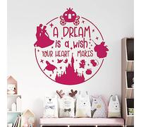 A Dream is a Wish Your Heart Makes - Cinderella Inspired Children's Vinyl Wall Decal Sticker [Large] [Magenta]