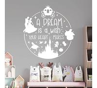 A Dream is a Wish Your Heart Makes - Cinderella Inspired Children's Vinyl Wall Decal Sticker [Large] [White]