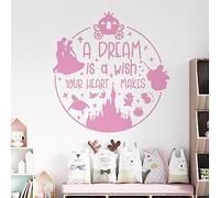 A Dream is a Wish Your Heart Makes - Cinderella Inspired Children's Vinyl Wall Decal Sticker [XLarge] [Pink]