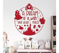 A Dream is a Wish Your Heart Makes - Cinderella Inspired Children's Vinyl Wall Decal Sticker [XXLarge] [Cherry]