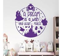 A Dream is a Wish Your Heart Makes - Cinderella Inspired Children's Vinyl Wall Decal Sticker [XXLarge] [Purple]