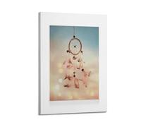 A Dreamcatcher Canvas Featuring A Brown Hoop with An Intricate Web, Dark Beads, And Soft Pinkish-brown Feathers Dangling Against Poster Decorative Painting Canvas Wall Posters And Art Picture Print Mo