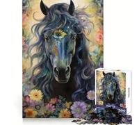 A Dreamy Black Horse Jigsaw Puzzle 1000 Piece for Teenagers Reason Boost Nice Thick Enjoyable Challenge Birthday Idea (38x52cm)