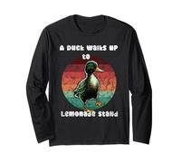 A Duck Walks up to a Lemonade Stand Vintage Retro Long Sleeve T-Shirt
