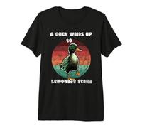 A Duck Walks up to a Lemonade Stand Vintage Retro Premium T-Shirt