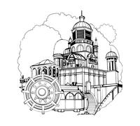 a Dynamic Visual Experience of a Half Finished Drawing of a Steampunk Academia New York Wall Stickers 42x42cm Car Body Decoration Black