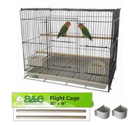 A&E Cage Co 504 Black Flight Bird Cage - 30" x 18" x 18" Flight Cage for Finches, Canaries & Parakeets - Includes 2 Feeder Stations, Wood Perch, Slide-Out Tray & Carry Handle (Black)