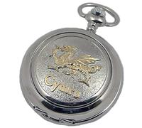 A E Williams Cymru Dragon 2 Tone Mens Mechanical Pocket Watch with Chain