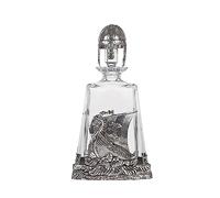 A E Williams Whisky Decanter with Pewter Viking Designs | Crystal Glass Jug Pyramid Decanters with Airtight Stopper Metal Base and Lid | Unique Men’s Gift for Birthday Anniversary Party
