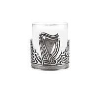 A E Williams Whisky Tumbler with Pewter Irish Celtic Shamrock & Harp Design| Heavy Bottom Crystal Glasses | Wine Cocktail Bourbon Drinking Glass| Unique Men’s Gift for Birthday Party Anniversary