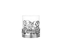 A E Williams Whisky Tumbler with Pewter Swirl Design | Heavy Bottom Crystal Glasses| Wine Cocktail Bourbon Drinking Glass | Unique Gift for Men Birthday Party Anniversary
