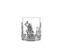 A E Williams Whisky Tumbler with Pewter Viking Highlight Design | Heavy Bottom Base Large Crystal Glasses | Wine Cocktail Bourbon Drinking Glass | Unique Men’s Gift for Birthday Party Anniversary