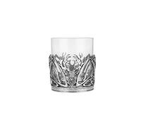 A E Williams Whisky Tumbler with Stag Head and Thistle Pewter Design | Heavy Bottom Crystal Glasses | Wine Cocktail Bourbon Drinking Glass | Unique Gift for Men Birthday Anniversary Party