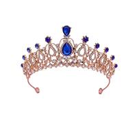 A Elegant Crystal Bridal Rhinestone Wedding For Bride Pageant Headpiece 18th Birthday Party Hair (Blue, 12cm)