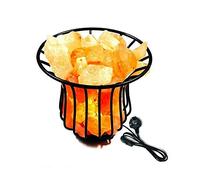 A+ Energy Efficient Led Himalayan Rock Salt Lamp Iron Metal Wrought Flower Basket with 100% Pure Crystal Organic Rock. Warm Calming and Ambient Glow. Ce Certified Dimmer Switch and Dimmable Bulb Cord