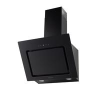 Cookology VER605BK/A++ Angled Glass Cooker Hood Chimney Extractor Fan 60cm, Touch Control Panel, 3 Speed Settings, LED Lighting and Auto Timer Off Function - in Black
