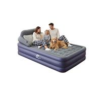 A-ER-FA Queen Size Air Mattress with Headboard, 3 Mins Fast Inflate/Deflate Inflatable Airbed, 20 Inches High Blow Up Bed with Comfortable Flocked Top for Home Guest Travel Camping. Air Pump Included