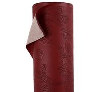A-Express Floral Faux Leather Fabric - Embossed PU Vinyl Material - 140cm 55" Inches Wide - 430 GSM by The Metre - Textured Flower Upholstery Fabric, DIY Craft Sheets, Purse - Maroon Half Metre