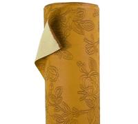 A-Express Floral Faux Leather Fabric - Embossed PU Vinyl Material - 140cm 55" Inches Wide - 430 GSM by The Metre - Textured Flower Upholstery Fabric, DIY Craft Sheets, Purse - Tan Half Metre