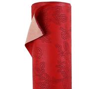 A-Express Floral Faux Leather Fabric - Embossed PU Vinyl Material - 140cm 55" Inches Wide - 430 GSM By the Metre - Textured Flower Upholstery Fabric, DIY Craft Sheets, Purse - Red 5 Metres