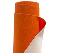 A-Express Grained Faux Leather Fabric Waterproof Heavy Duty Leatherette Vinyl Leathercloth Upholstery Textured Material - Bright Orange Sample 15cm x 15cm