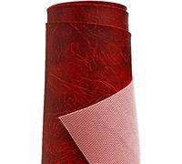 A-Express Heavy Thick Faux Leather Fabric Grained Leatherette Vinyl Leathercloth Automotive Home Decor Upholstery Material - Red 5 Metres 500cm x 140cm