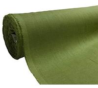 A-Express Natural Pure 100% Linen Fabric Soft Material Vintage Dressmaking Fashion Flax Bag 140cm Wide - Sample 10cm x 10cm Dark Green