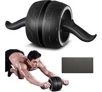 A.F.N.A.L AB Wheel Roller for Men & Women, Automatic Rebound Exercise Abdominal Ultra-Wide Wheels Fitness for Gym & Home, Core Work-out Strength Training Equipment with Knee Pad, Black, 14.6"W
