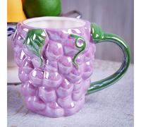 A.F.N.A.L Ceramic Mug for Home & Office, Creative Porcelain 3D Fruit Cup with Handle for Coffee, Tea, Juice, Milk & Water, 15.5oz. Grapes Shape Mug Gift, 4.3" H